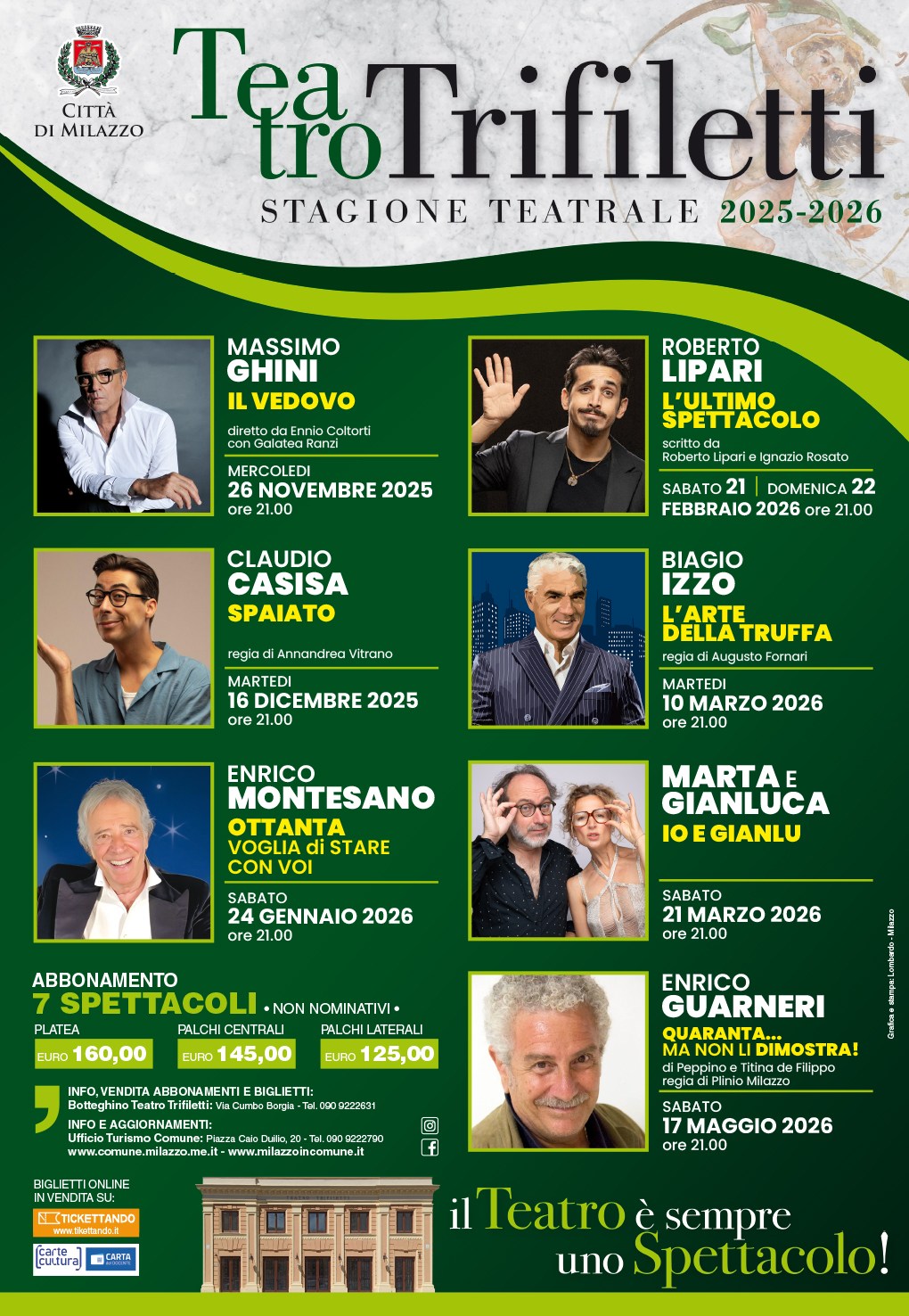 Stagione teatrale al “Trifiletti”, sabato 24 serata con Enrico Montesano